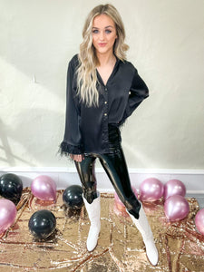 Paulina Black Leather Pants