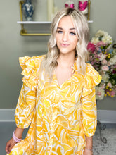 Load image into Gallery viewer, Dayglow Tropics Ruffle Drop Waist Dress