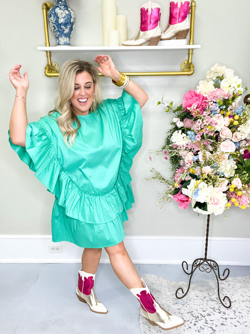 Poplin Layered Ruffle Dress