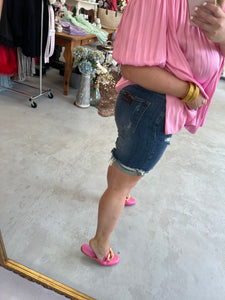 Distressed Cuffed Denim Shorts